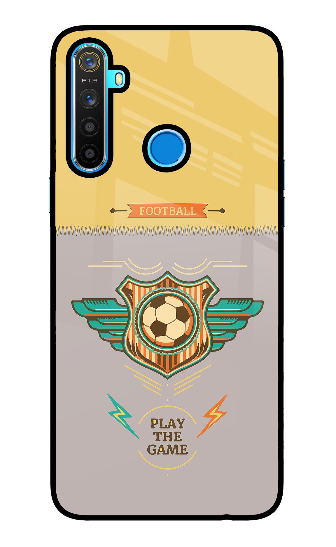 Football Realme 5/5i/5s Glass Case Back Cover by Casekaro