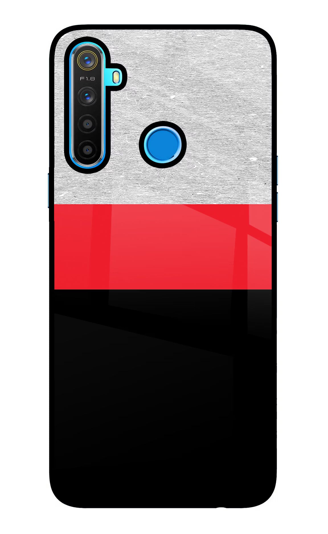 Tri Color Pattern Realme 5/5i/5s Glass Case Back Cover by Casekaro