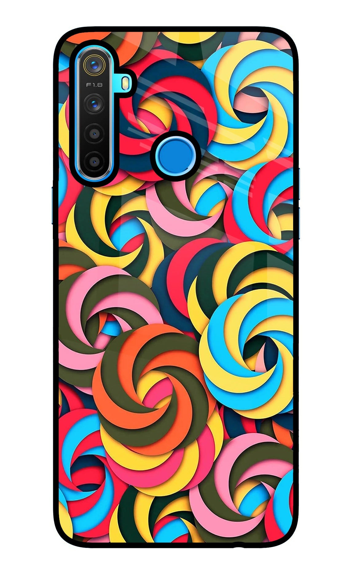 Spiral Pattern Realme 5/5i/5s Glass Case