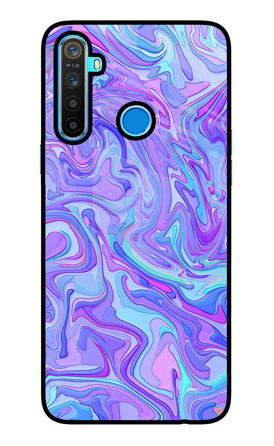 Glitter Realme 5/5i/5s Glass Case Back Cover by Casekaro
