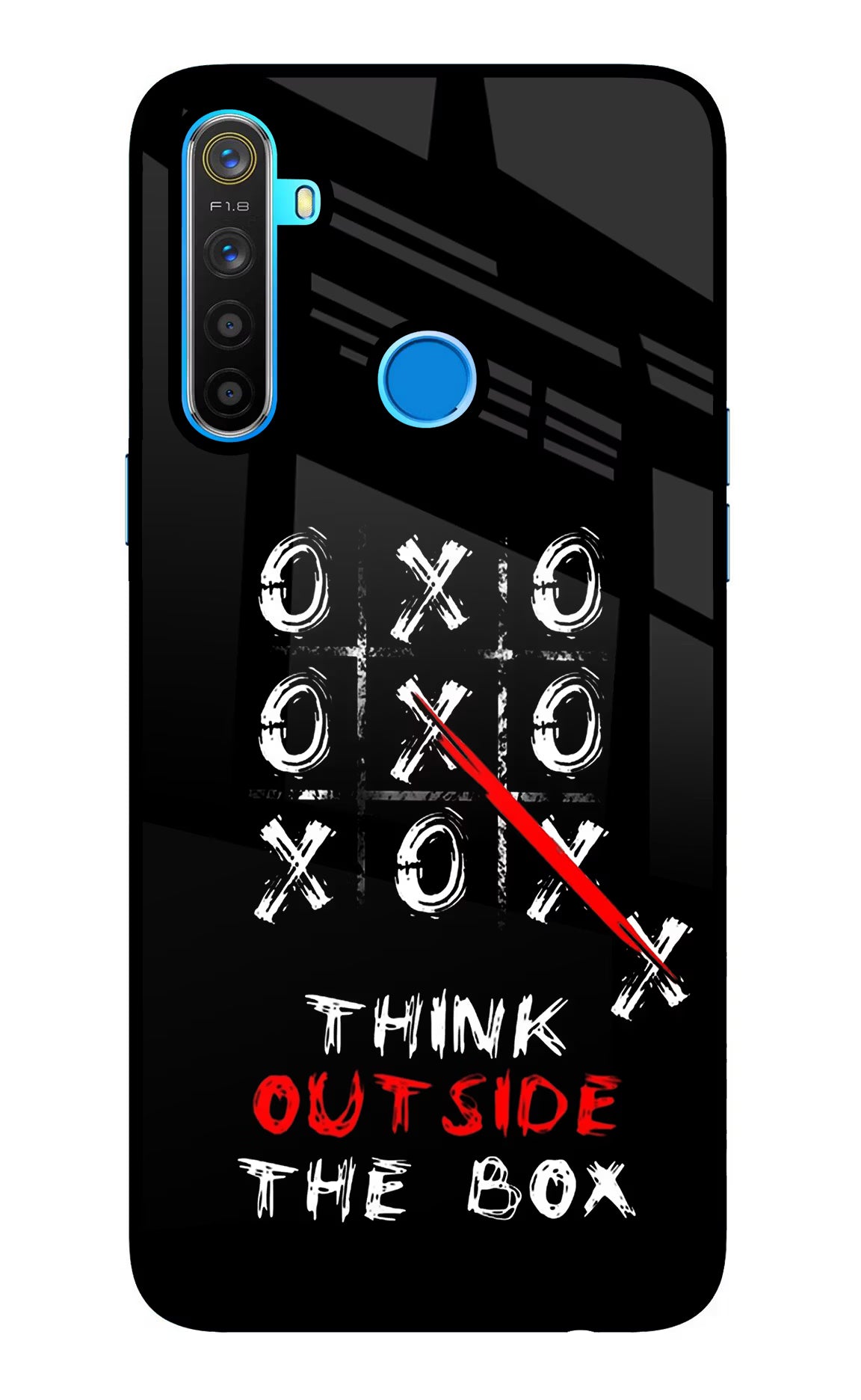 Think out of the BOX Realme 5/5i/5s Glass Case Back Cover by Casekaro