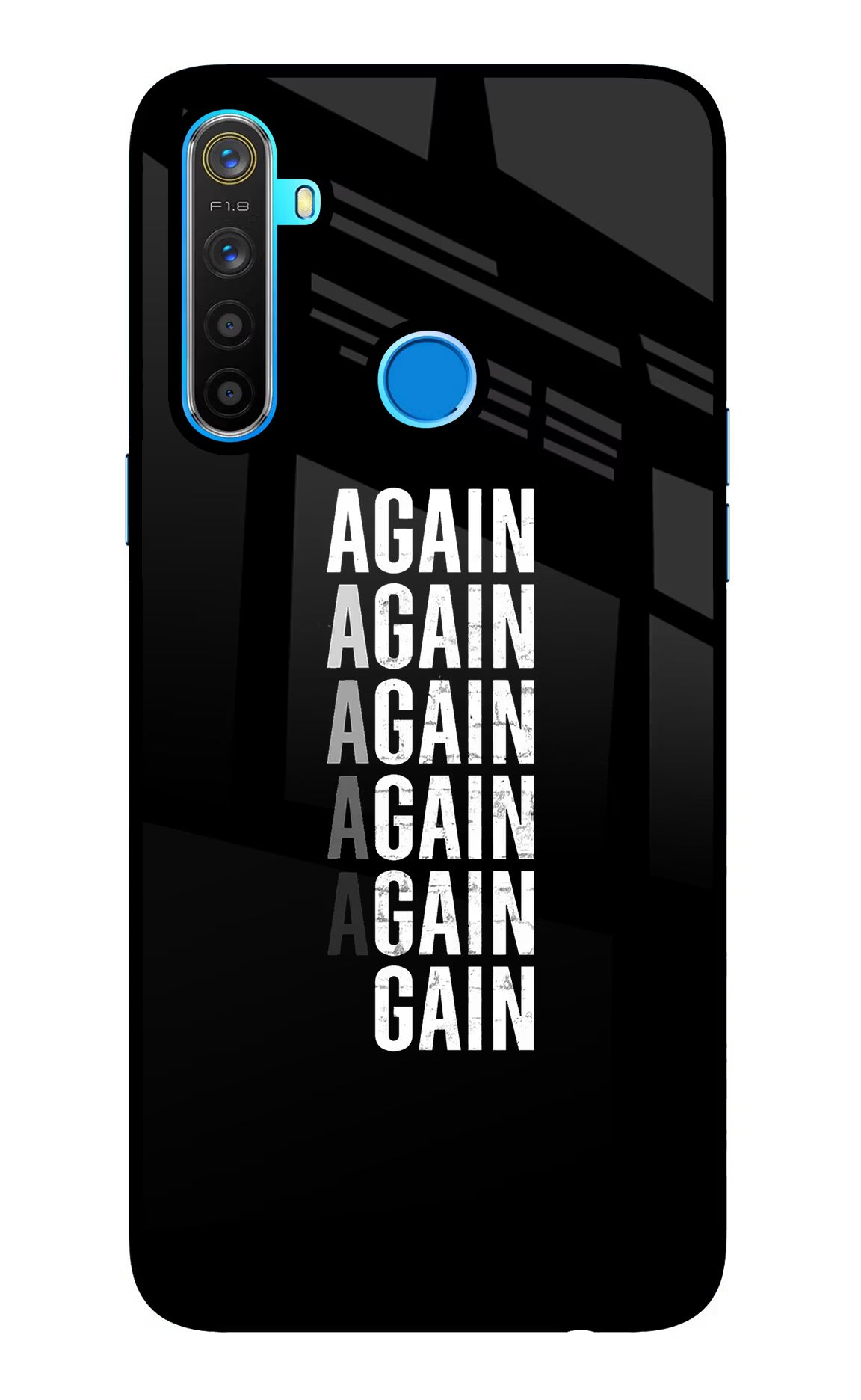 Again Again Gain Realme 5/5i/5s Glass Case Back Cover by Casekaro