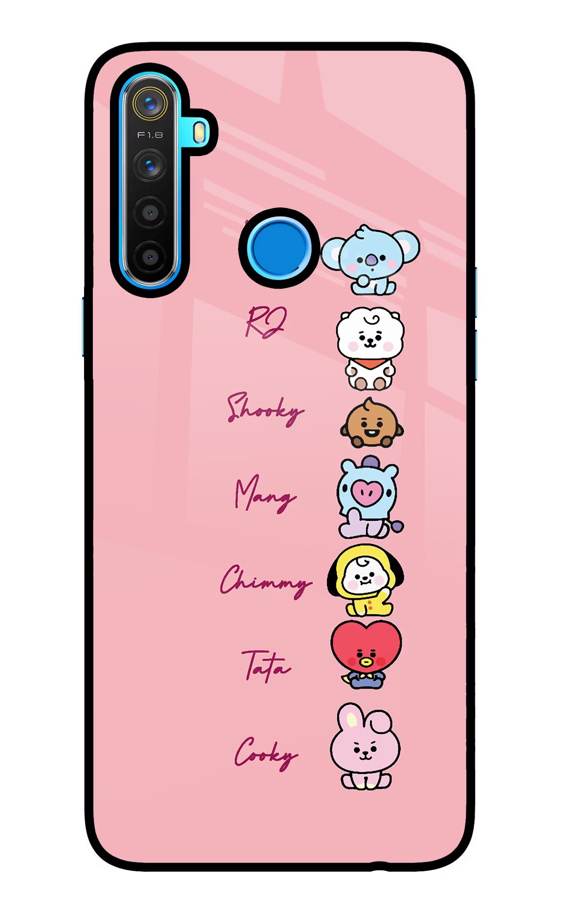 BTS names Realme 5/5i/5s Glass Case Back Cover by Casekaro
