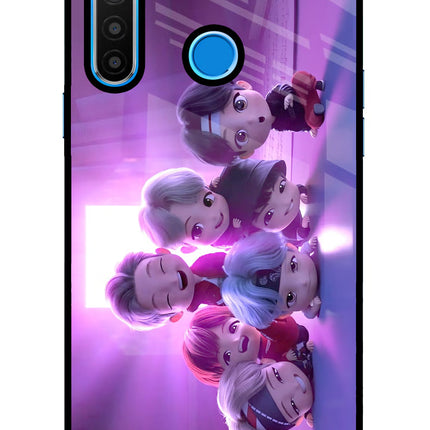 BTS Chibi Realme 5/5i/5s Glass Case Back Cover by Casekaro