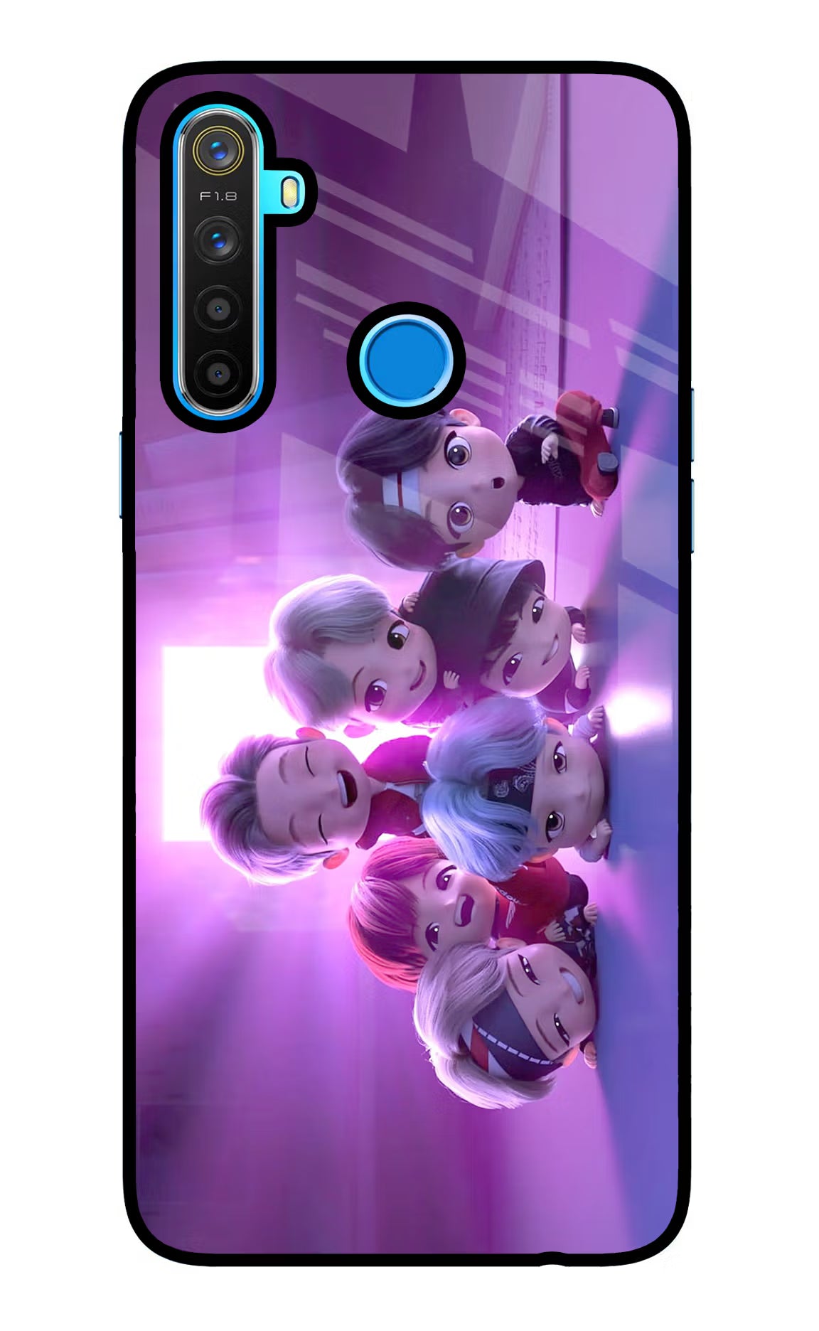 BTS Chibi Realme 5/5i/5s Glass Case Back Cover by Casekaro