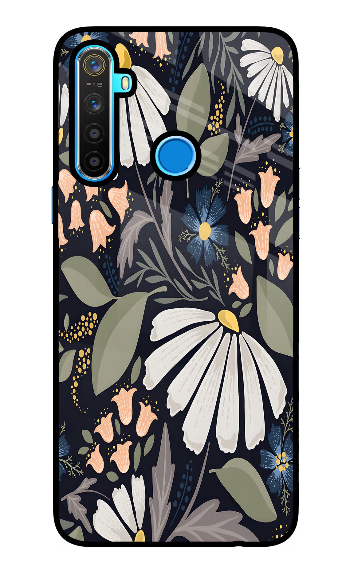 Flowers Art Realme 5/5i/5s Glass Case