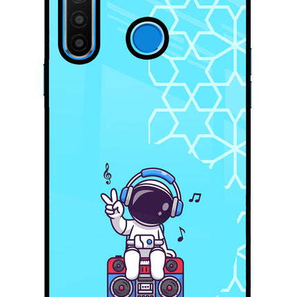 Cute Astronaut Chilling Realme 5/5i/5s Glass Case Back Cover by Casekaro