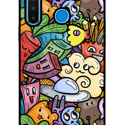 Veggie Doodle Realme 5/5i/5s Glass Case Back Cover by Casekaro