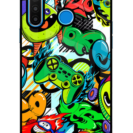 Game Doodle Realme 5/5i/5s Glass Case Back Cover by Casekaro