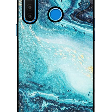 Blue Glitter Marble Realme 5/5i/5s Glass Case