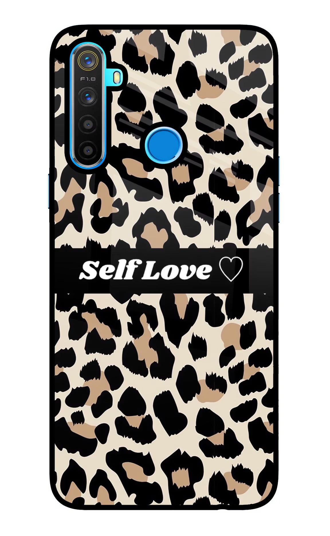 Leopard Print Self Love Realme 5/5i/5s Glass Case Back Cover by Casekaro