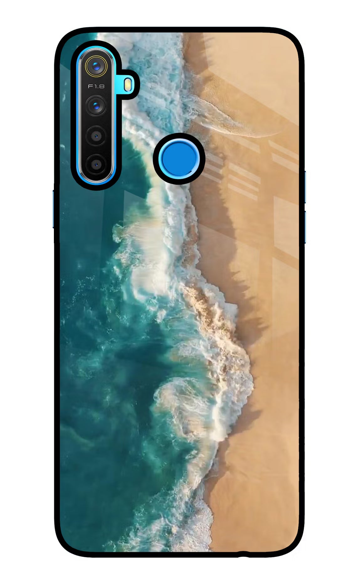 Ocean Beach Realme 5/5i/5s Glass Case Back Cover by Casekaro