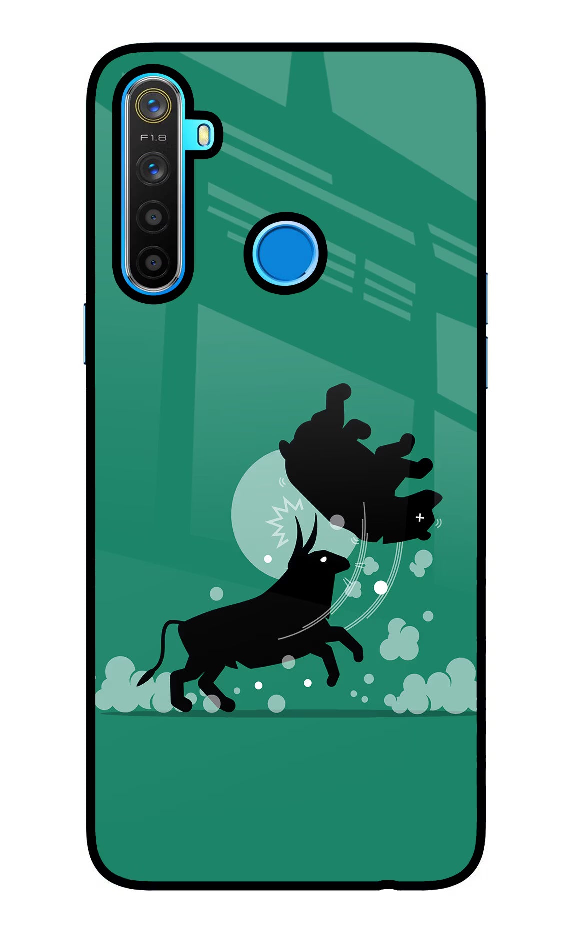Bull Conqueror Realme 5/5i/5s Glass Case Back Cover by Casekaro
