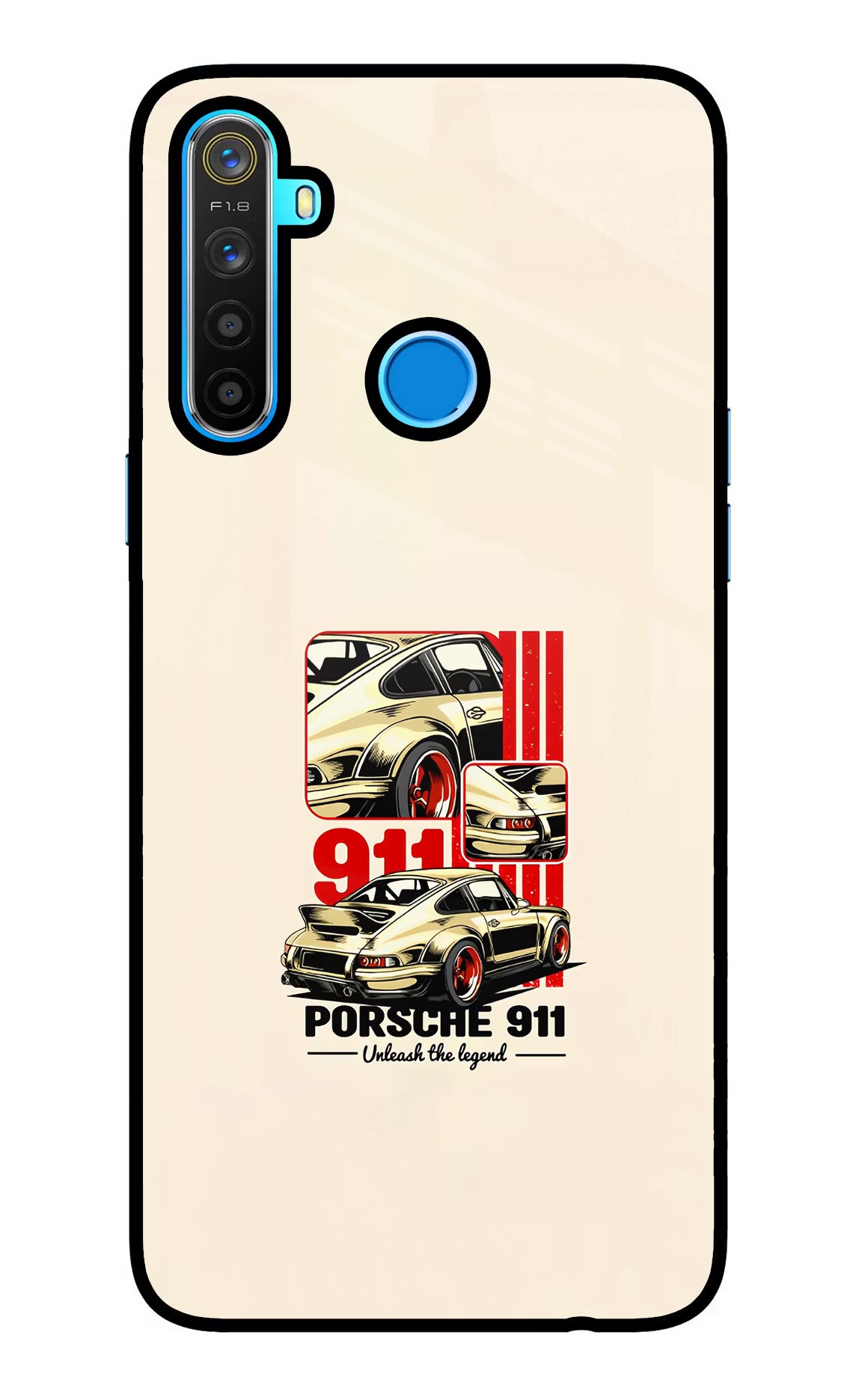 Classic Porsche 911 Realme 5/5i/5s Glass Case Back Cover by Casekaro
