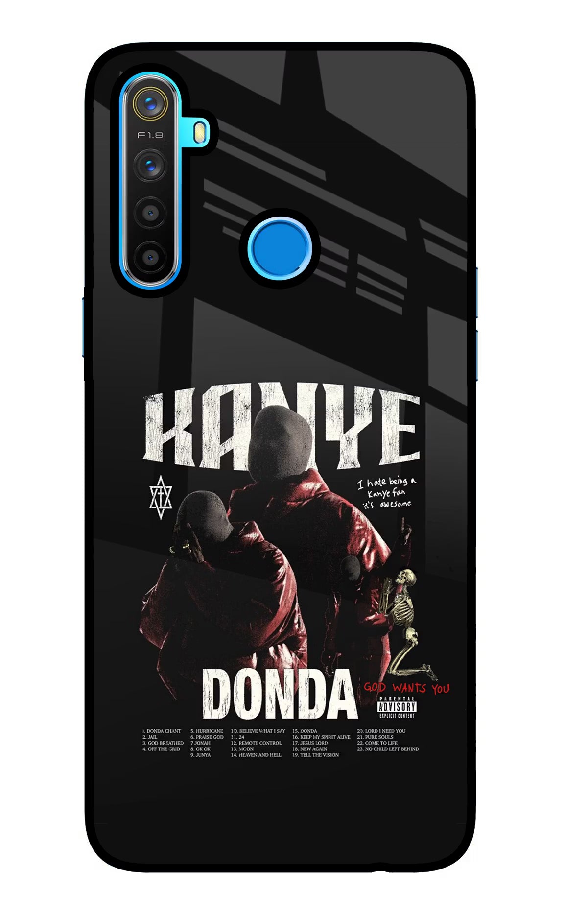 Donda Kanye West Realme 5/5i/5s Glass Case Back Cover by Casekaro