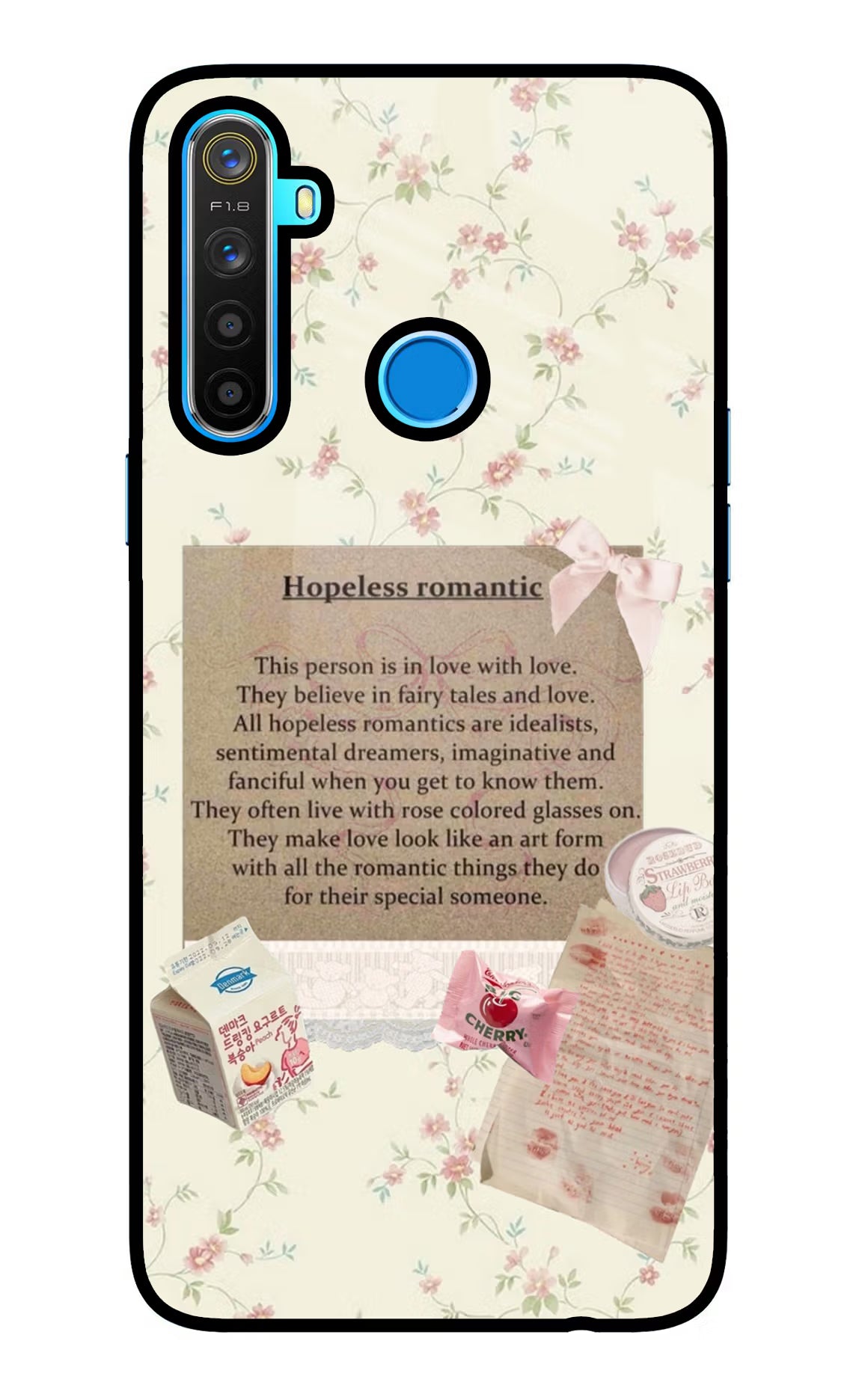 Hopeless Romantic Realme 5/5i/5s Glass Case Back Cover by Casekaro