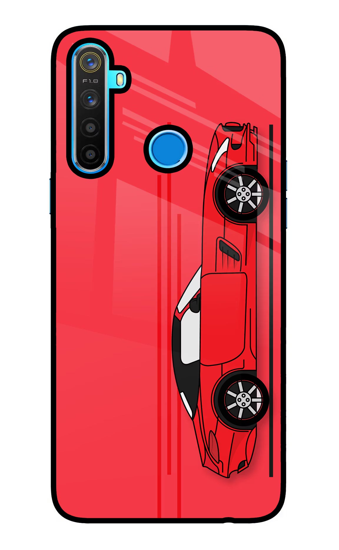 Red Velocity Realme 5/5i/5s Glass Case