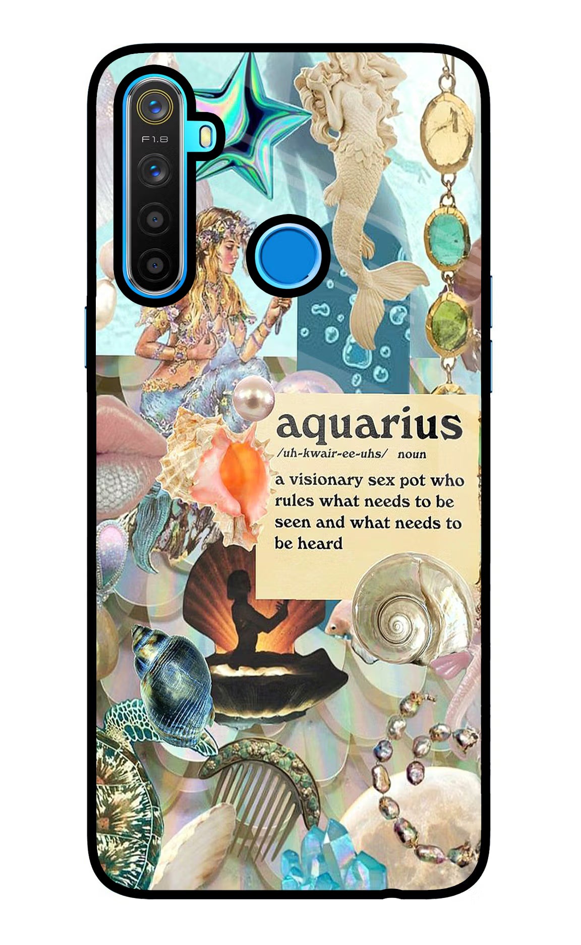 Aquarius Zodiac Realme 5/5i/5s Glass Case