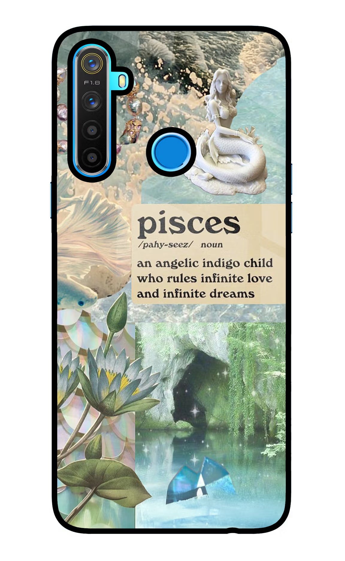 Pisces Zodiac Realme 5/5i/5s Glass Case Back Cover by Casekaro