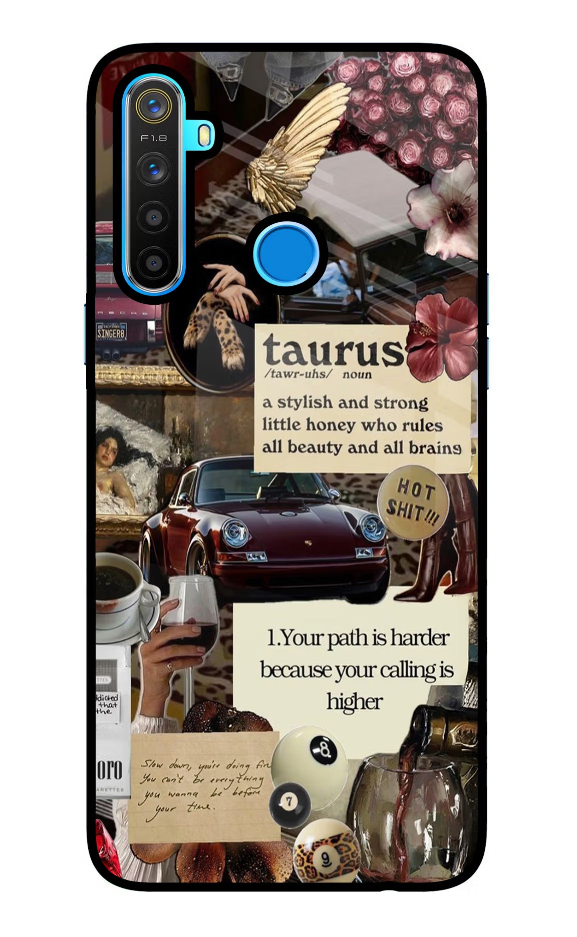 Taurus Zodiac Realme 5/5i/5s Glass Case Back Cover by Casekaro
