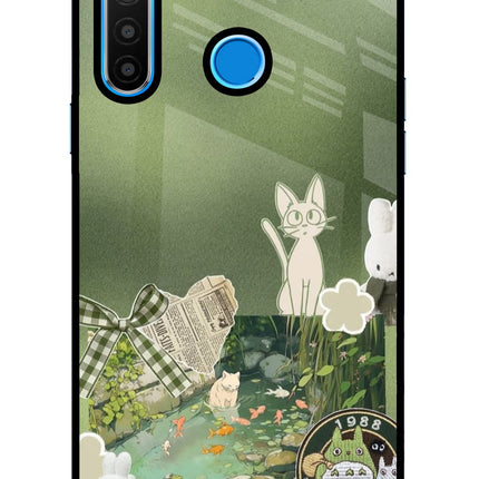 Aesthetic anime Realme 5/5i/5s Glass Case Back Cover by Casekaro