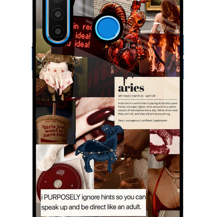 Zodiac Aries Realme 5/5i/5s Glass Case