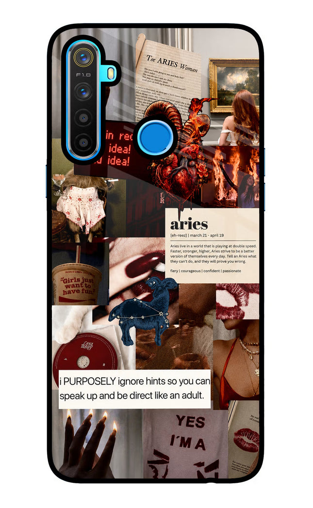 Zodiac Aries Realme 5/5i/5s Glass Case