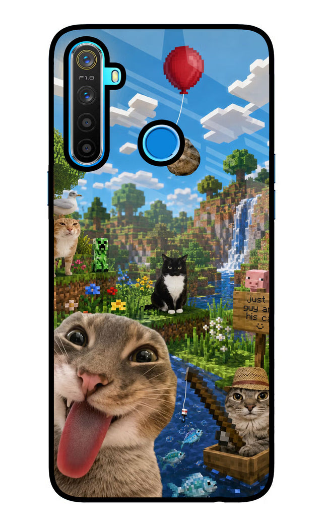 Minecraft Cat Chaos Realme 5/5i/5s Glass Case