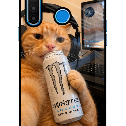 Gamer Cat Energy Realme 5/5i/5s Glass Case Back Cover by Casekaro