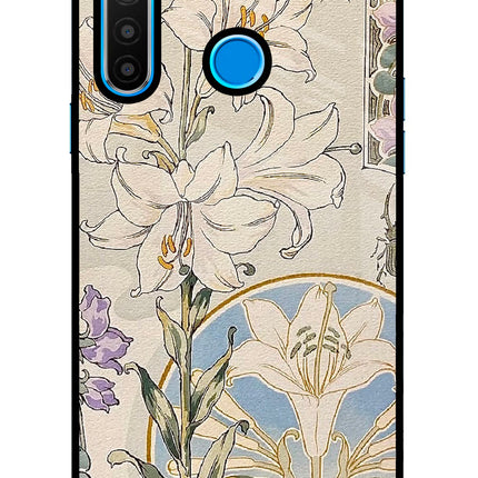 White Lily Realme 5/5i/5s Glass Case Back Cover by Casekaro