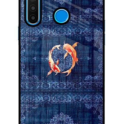 Koi Blue Realme 5/5i/5s Glass Case Back Cover by Casekaro