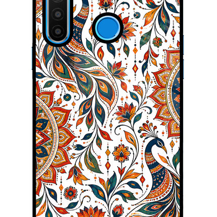 White Mayura Realme 5/5i/5s Glass Case