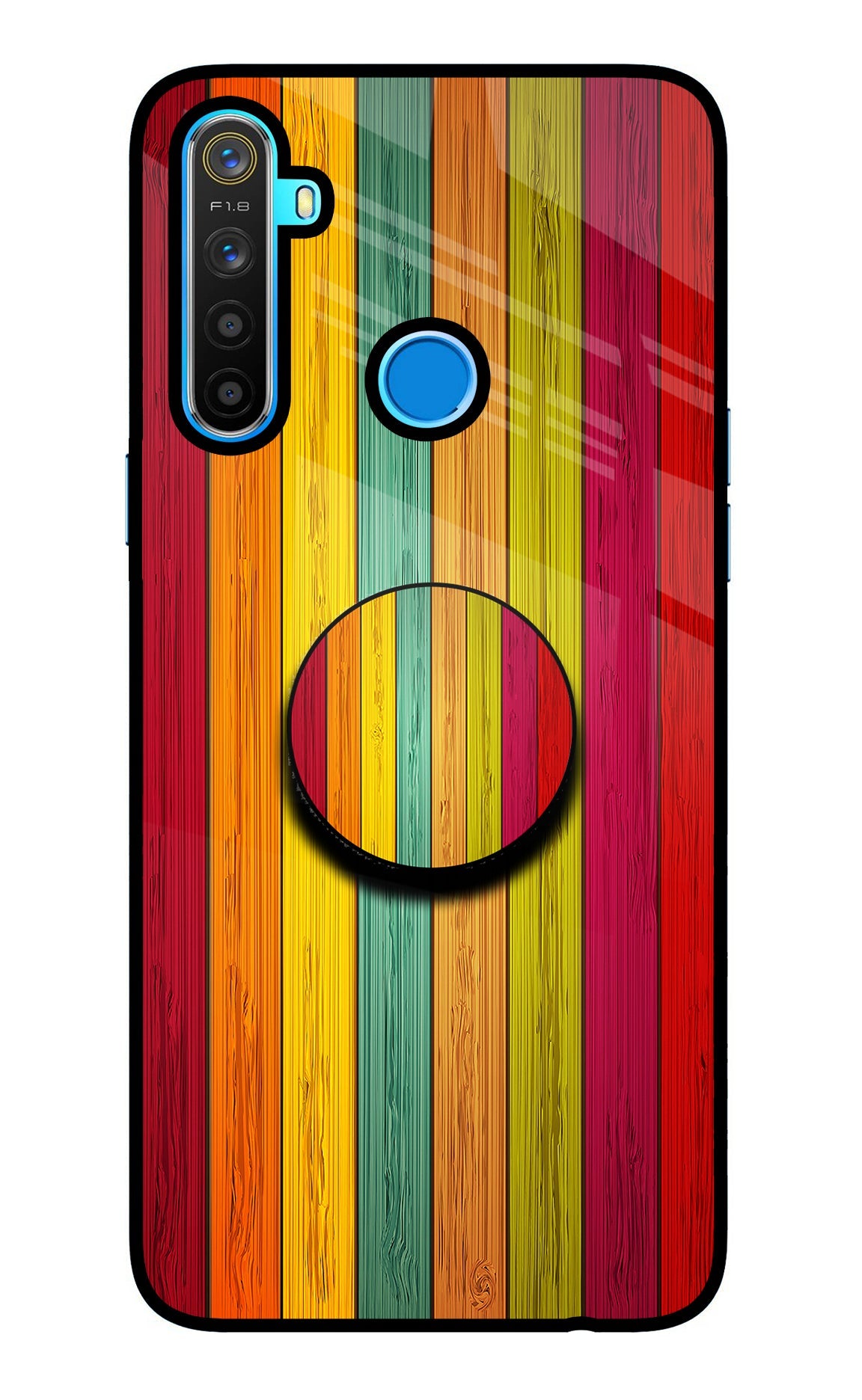 Multicolor Wooden Realme 5/5i/5s Pop Case