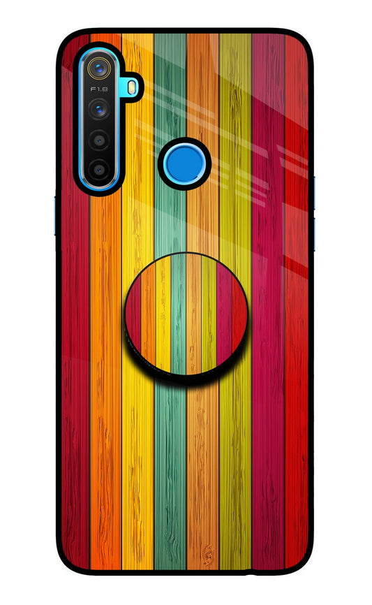 Multicolor Wooden Realme 5/5i/5s Glass Case