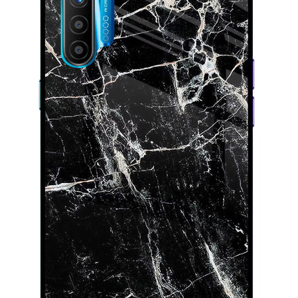 Black Marble Texture Realme XT/X2 Glass Case Back Cover by Casekaro