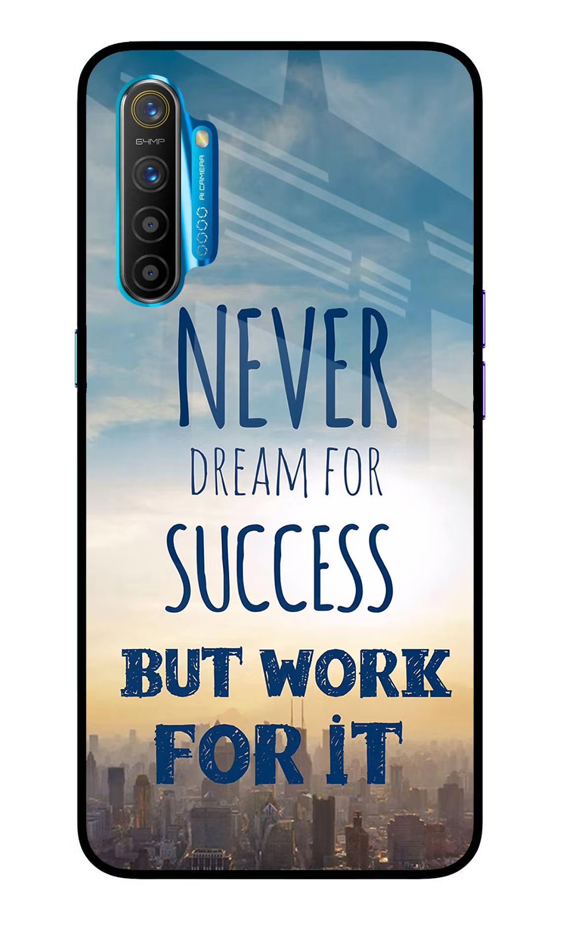 Never Dream For Success But Work For It Realme XT/X2 Glass Case Back Cover by Casekaro