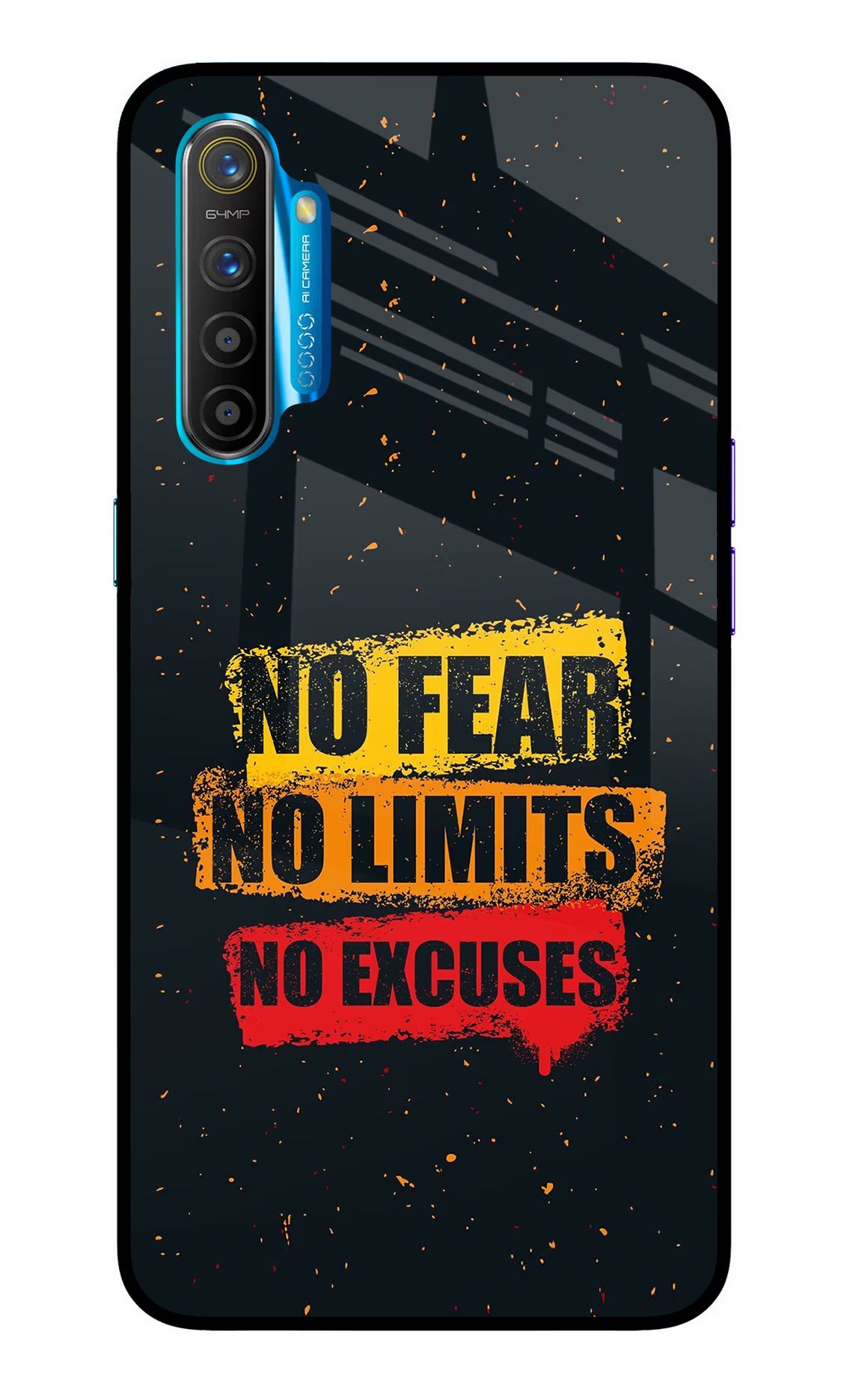 No Fear No Limits No Excuse Realme XT/X2 Glass Case Back Cover by Casekaro