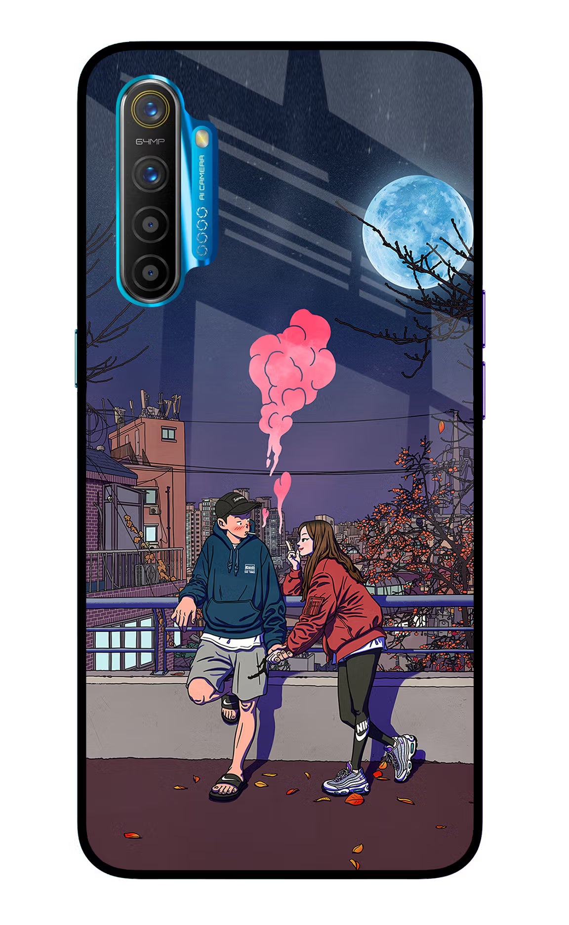Chilling Couple Realme XT/X2 Glass Case Back Cover by Casekaro