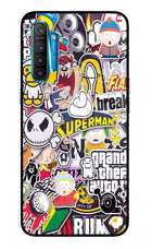 Sticker Bomb Realme XT/X2 Glass Case Back Cover by Casekaro