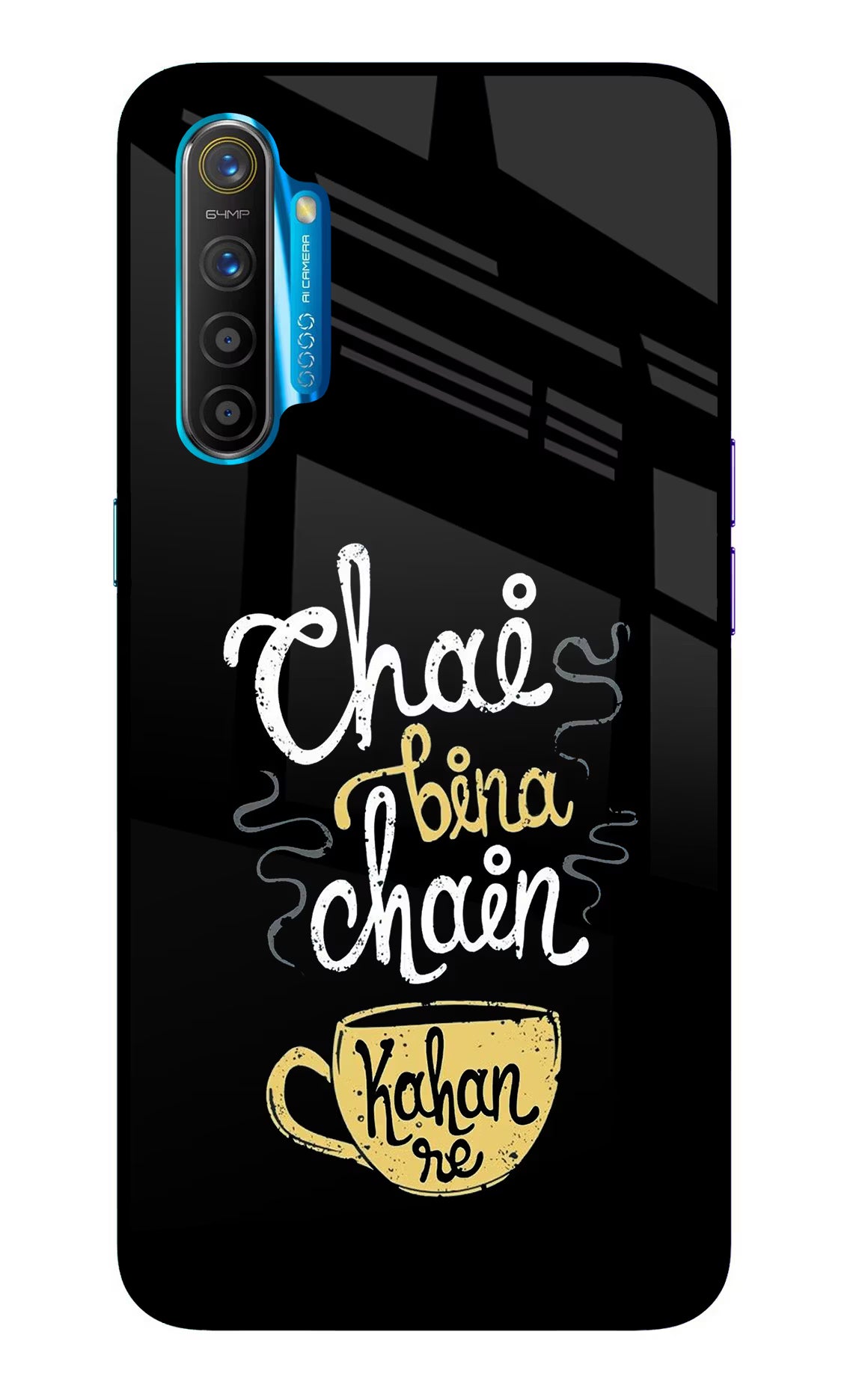 Chai Bina Chain Kaha Re Realme XT/X2 Glass Case Back Cover by Casekaro