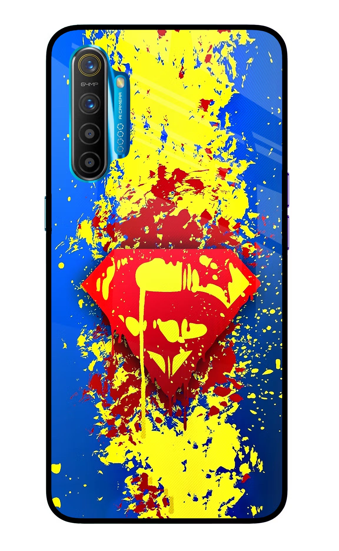 Superman logo Realme XT/X2 Glass Case Back Cover by Casekaro