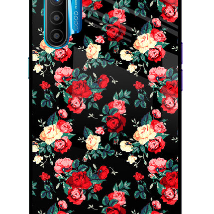 Rose Pattern Realme XT/X2 Glass Case Back Cover by Casekaro