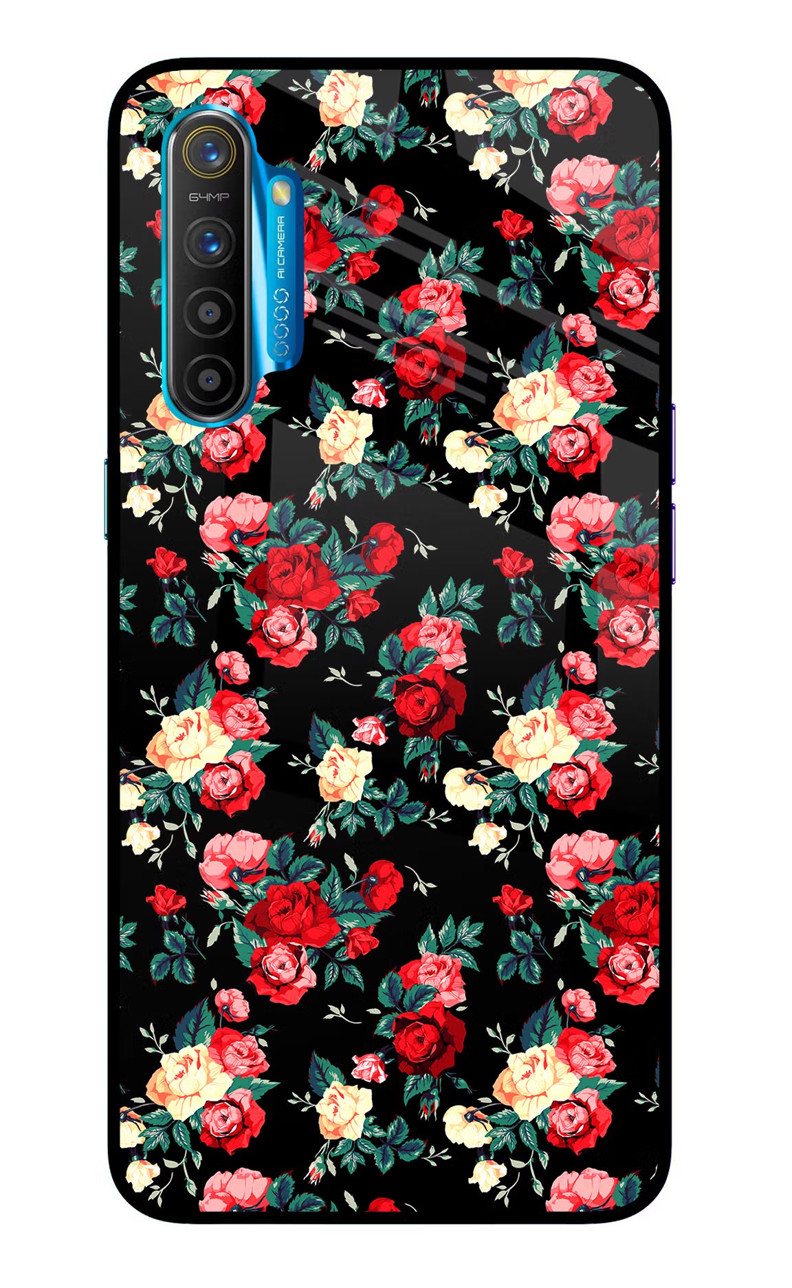 Rose Pattern Realme XT/X2 Glass Case Back Cover by Casekaro