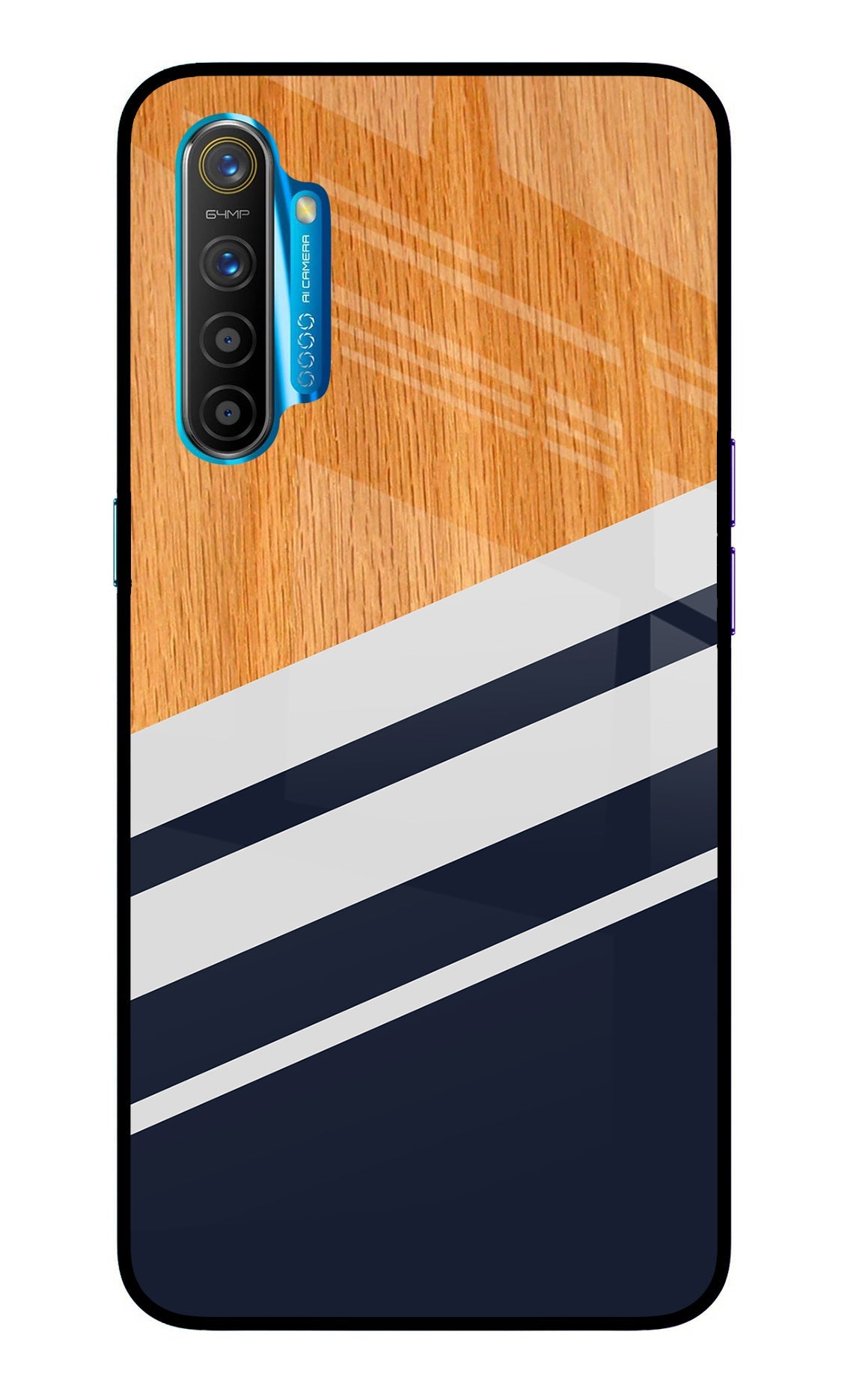 Blue and white wooden Realme XT/X2 Glass Case