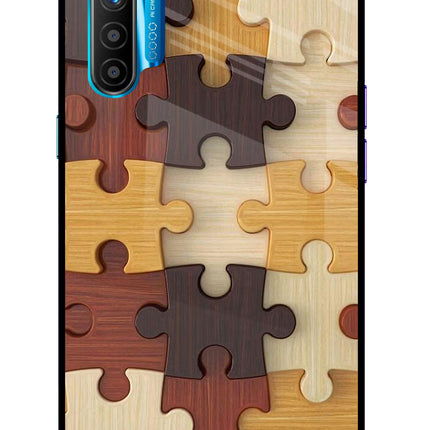 Wooden Puzzle Realme XT/X2 Glass Case Back Cover by Casekaro