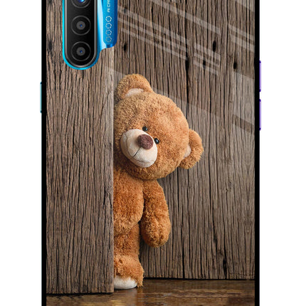 Teddy Wooden Realme XT/X2 Glass Case Back Cover by Casekaro