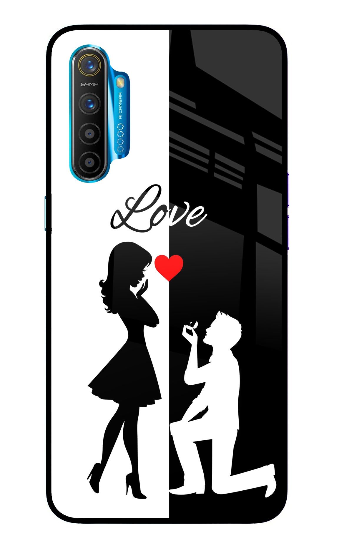 Love Propose Black And White Realme XT/X2 Glass Case