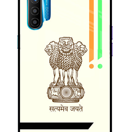 Satyamev Jayate Brown Logo Realme XT/X2 Glass Case Back Cover by Casekaro