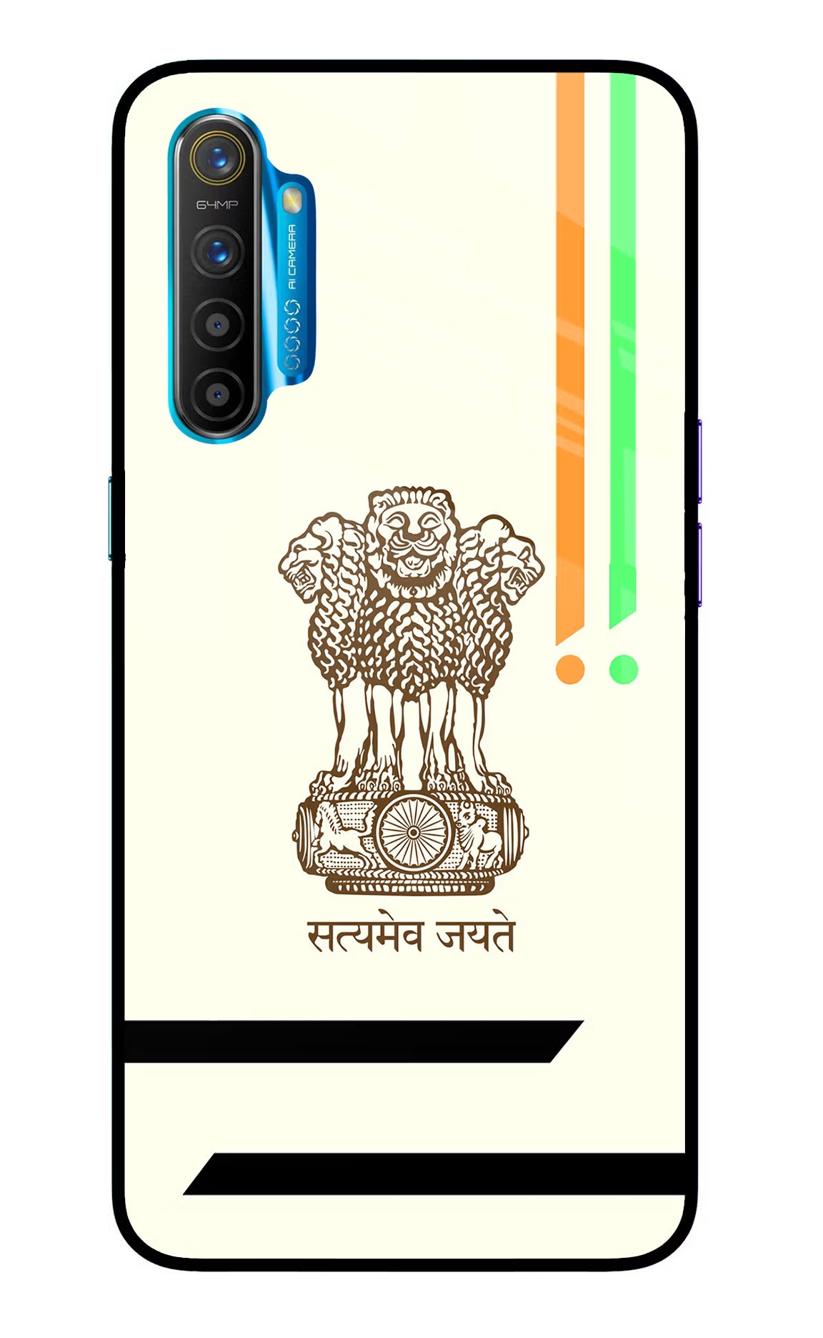 Satyamev Jayate Brown Logo Realme XT/X2 Glass Case Back Cover by Casekaro
