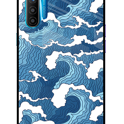 Blue Waves Realme XT/X2 Glass Case Back Cover by Casekaro
